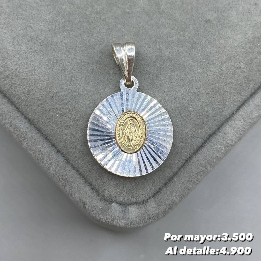 Colgante Virgen de los rayos Plata con oro 14k 1