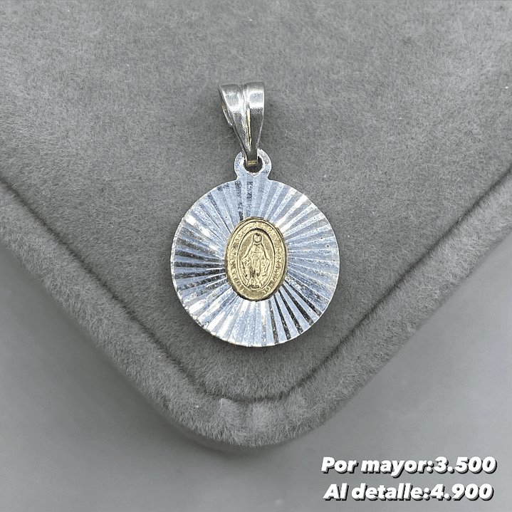 Colgante Virgen de los rayos Plata con oro 14k 1