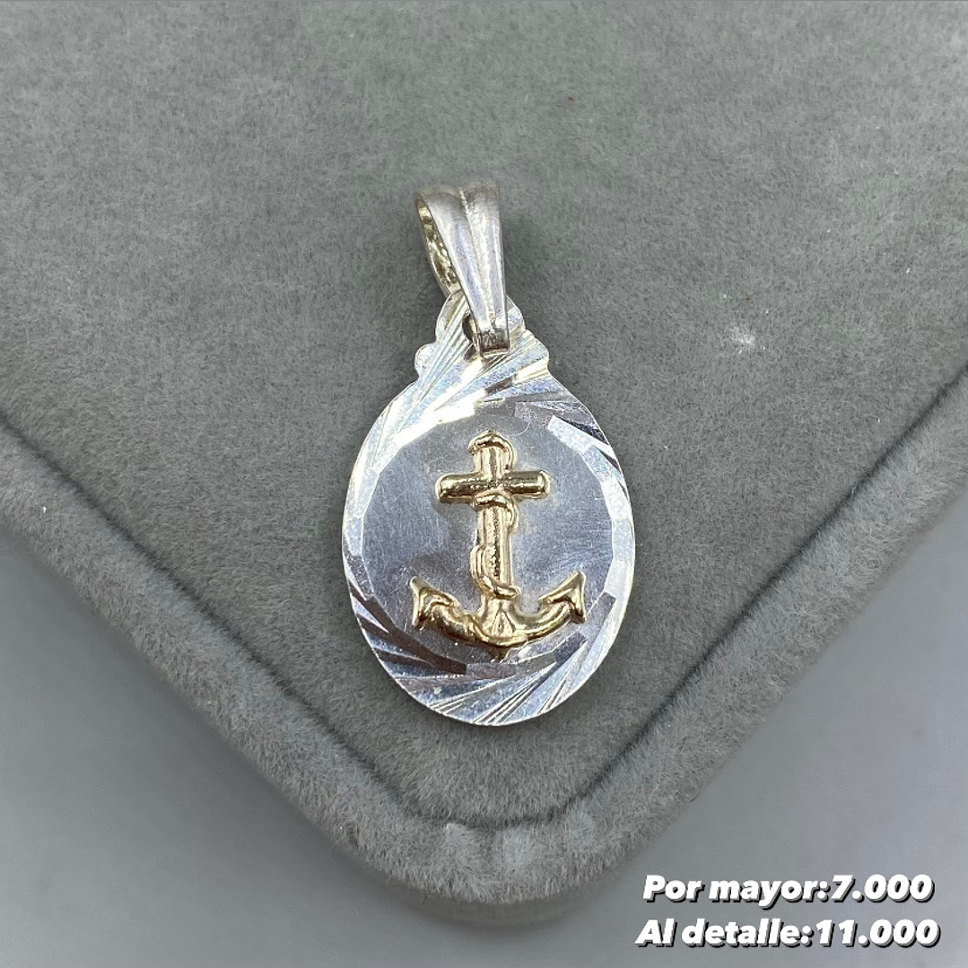 Colgante Ancla Plata con oro 14k 1