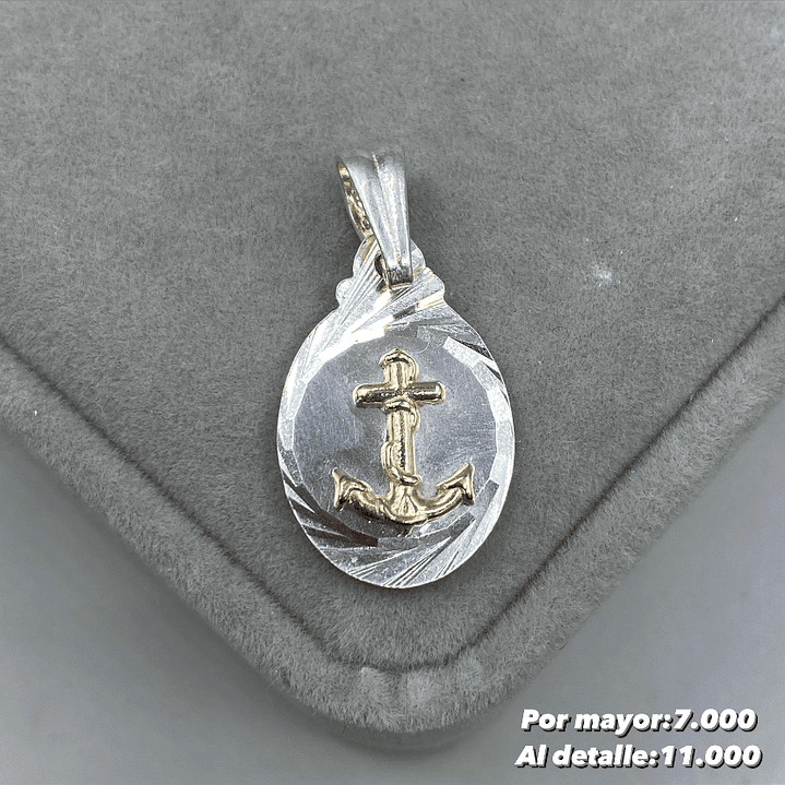 Colgante Ancla Plata con oro 14k 1