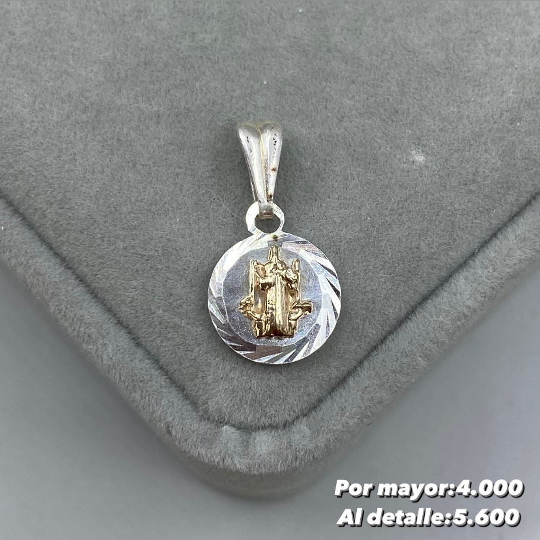 Colgante San Benito Plata con oro 14k 1