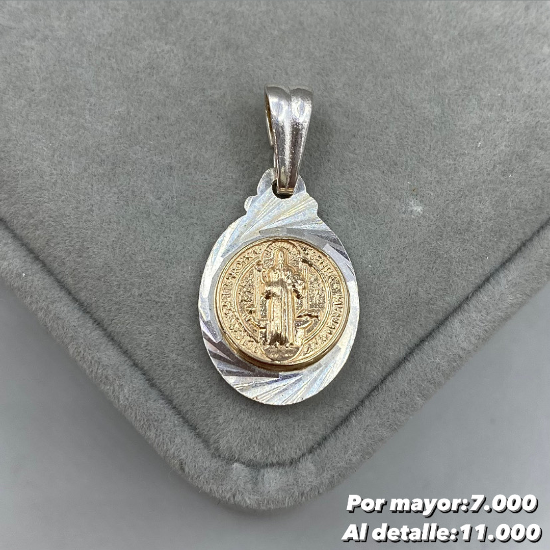Colgante San Benito Plata con Oro 14k 1