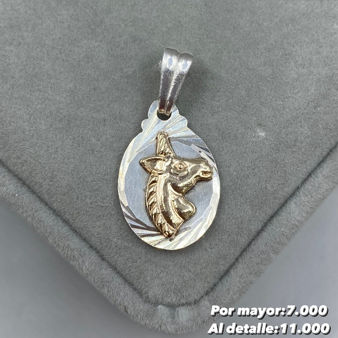 Colgante Unicornio Plata con Oro 14k 1