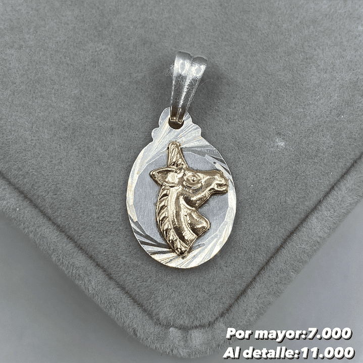 Colgante Unicornio Plata con Oro 14k 1