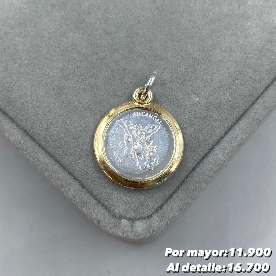 Colgante Arcángel San Miguel Plata con Oro 14k 1