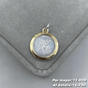 Colgante Arcángel San Miguel Plata con Oro 14k