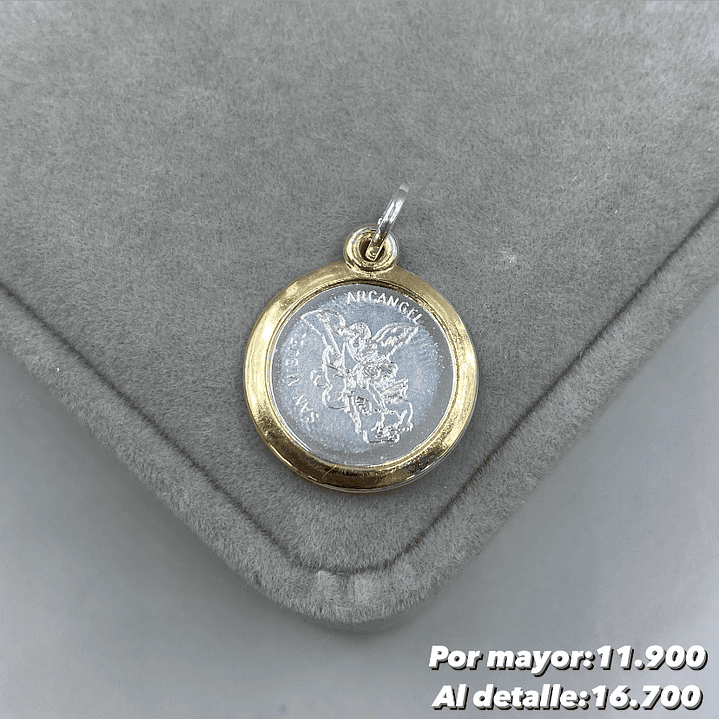 Colgante Arcángel San Miguel Plata con Oro 14k 1