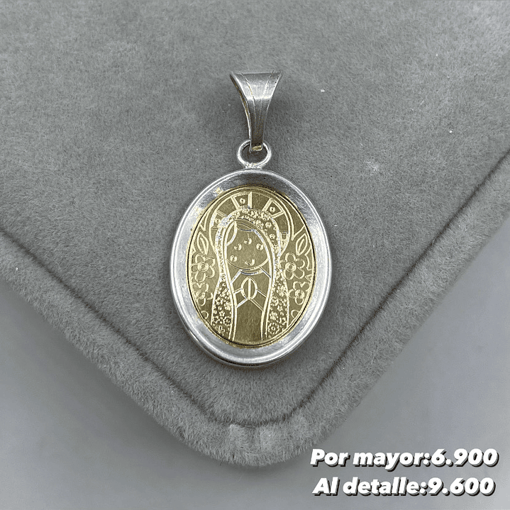 Colgante Virgen de Guadalupe Plata con Oro 14k 1