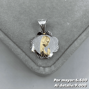 Colgante Virgen de los rayos Plata con oro 14k