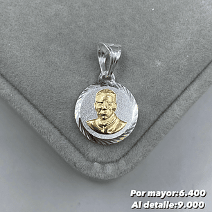Colgante Padre Hurtado Plata con oro 14k 