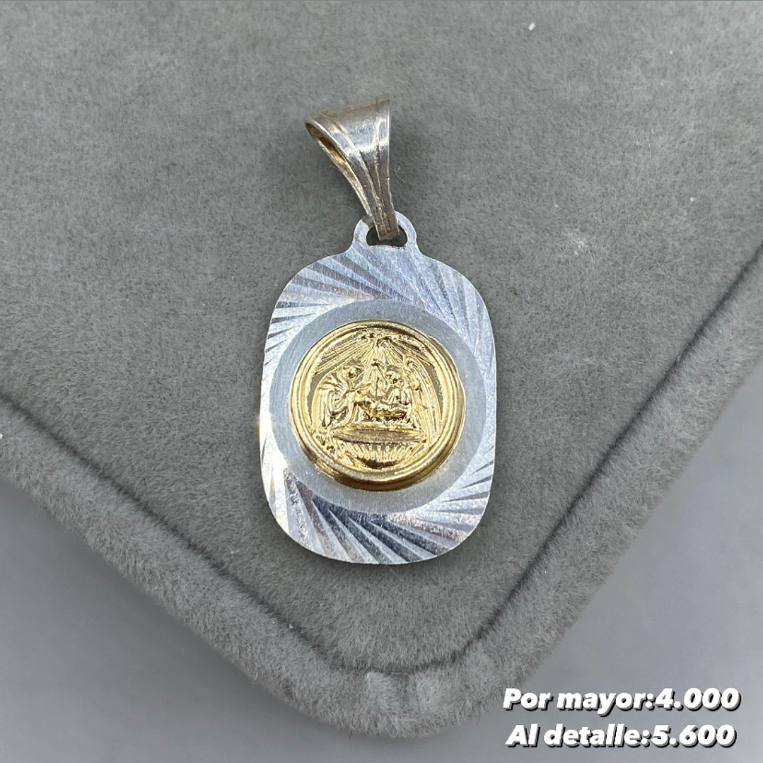 Colgante Sagrada Familia Plata con oro 14k 1