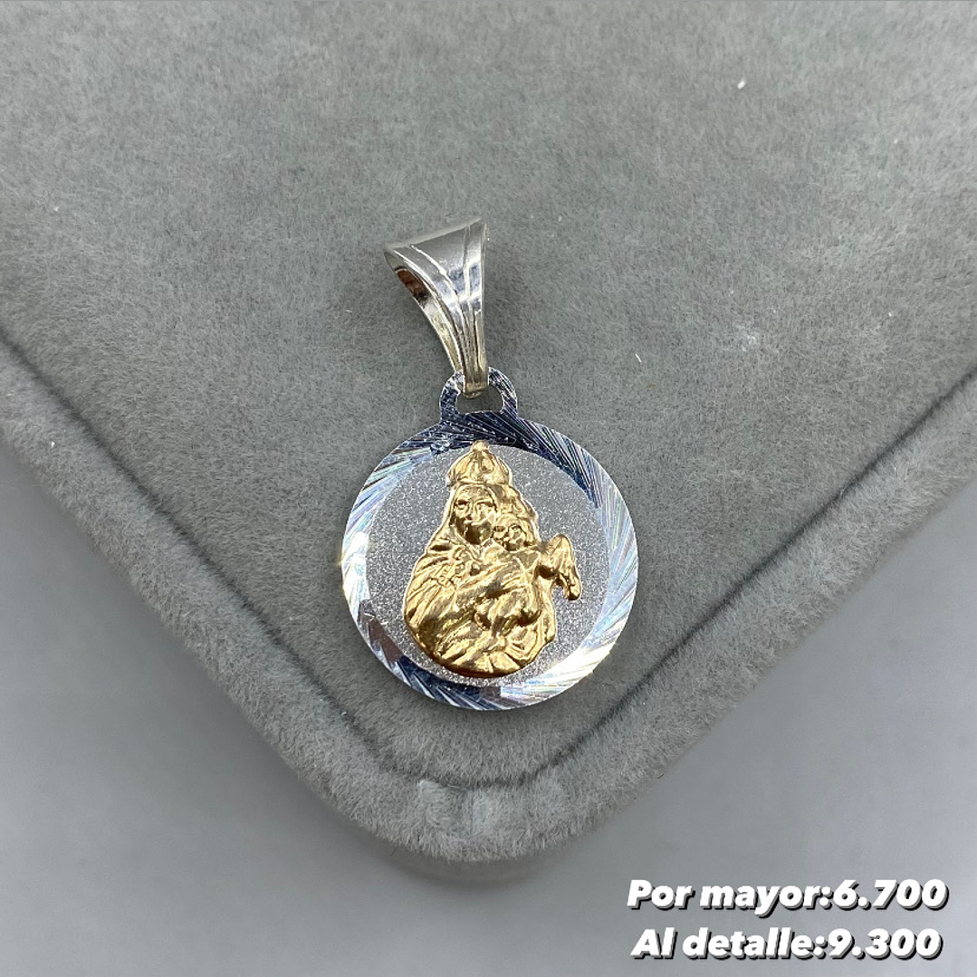 Colgante Virgen del Carmen Plata con oro 14k 1