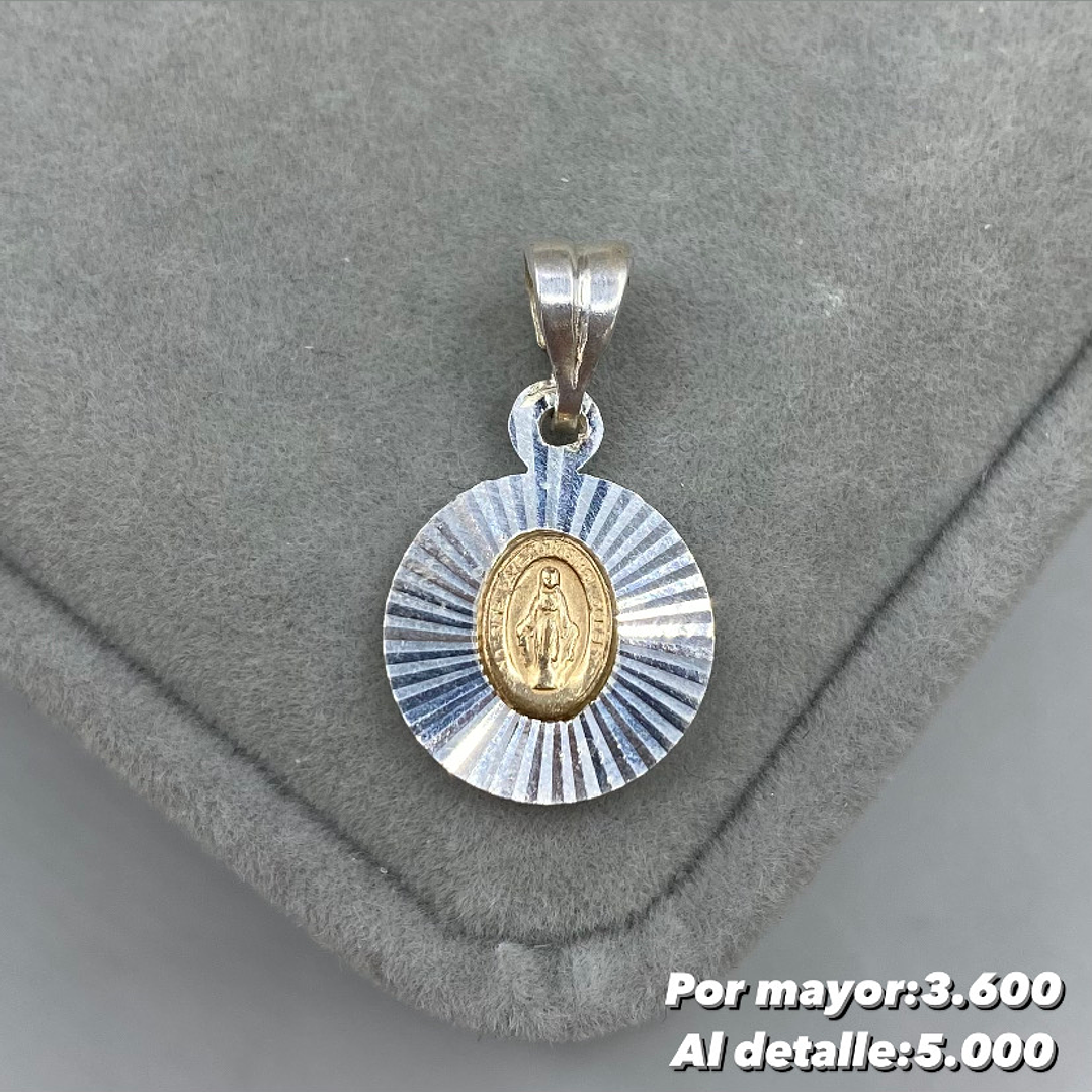 Colgante Virgen de los rayos Plata con oro 14k 1