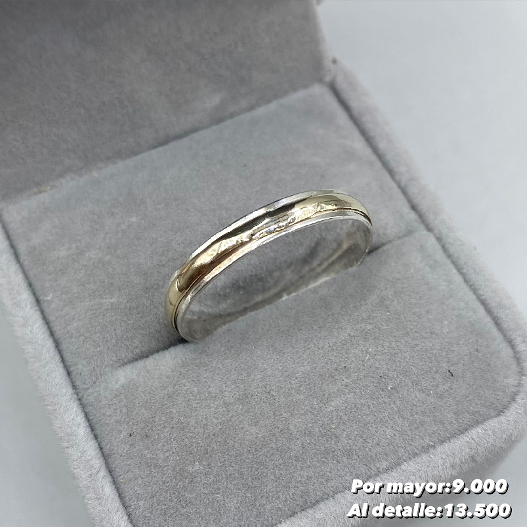 Argolla de Plata con Oro 14k 1