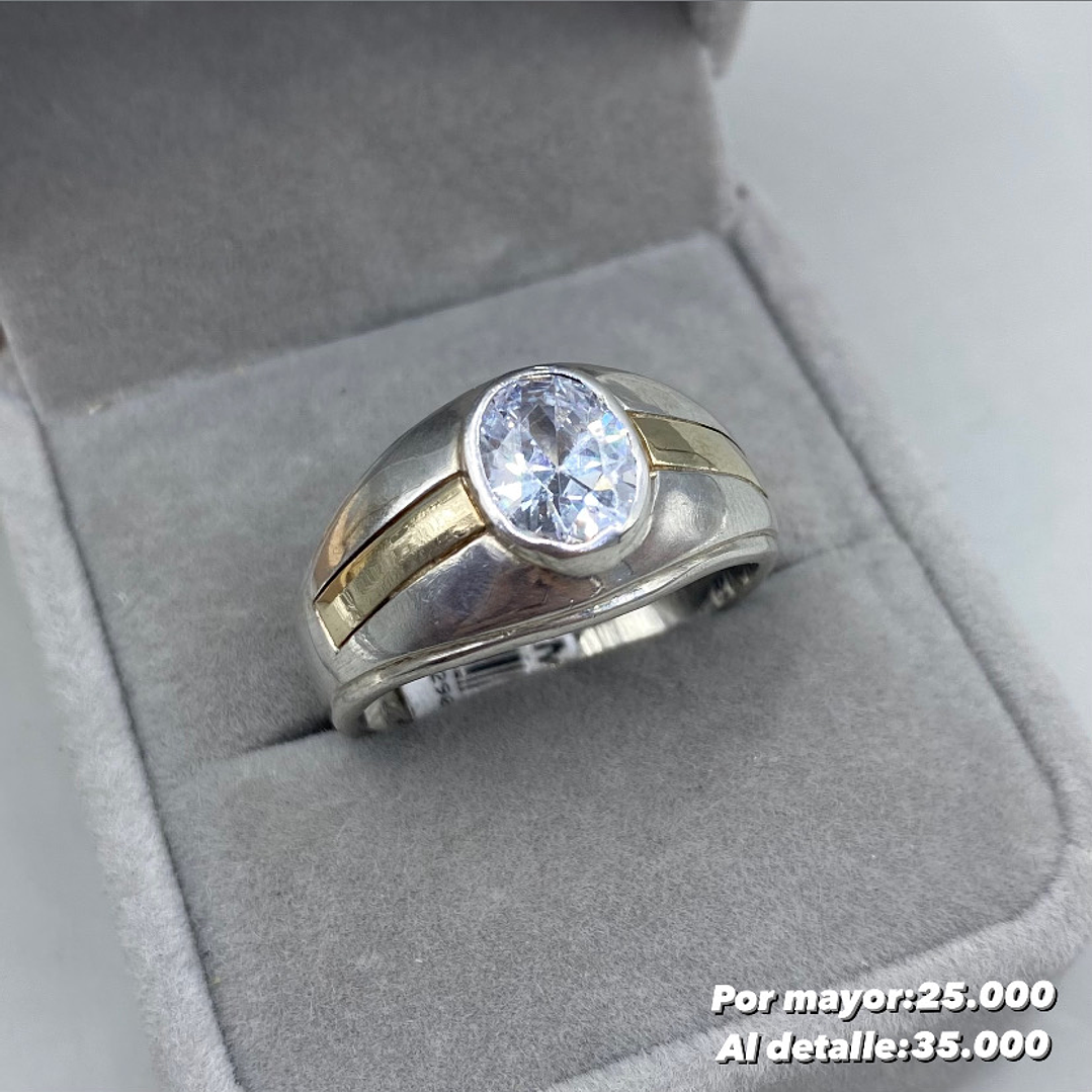 Anillo Sello Plata con oro 14k 1