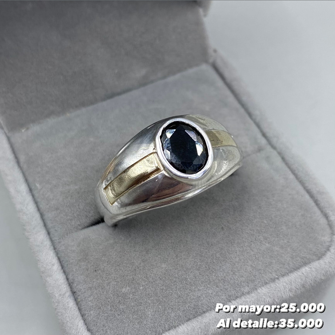 Anillo Sello Plata con oro 14k 2