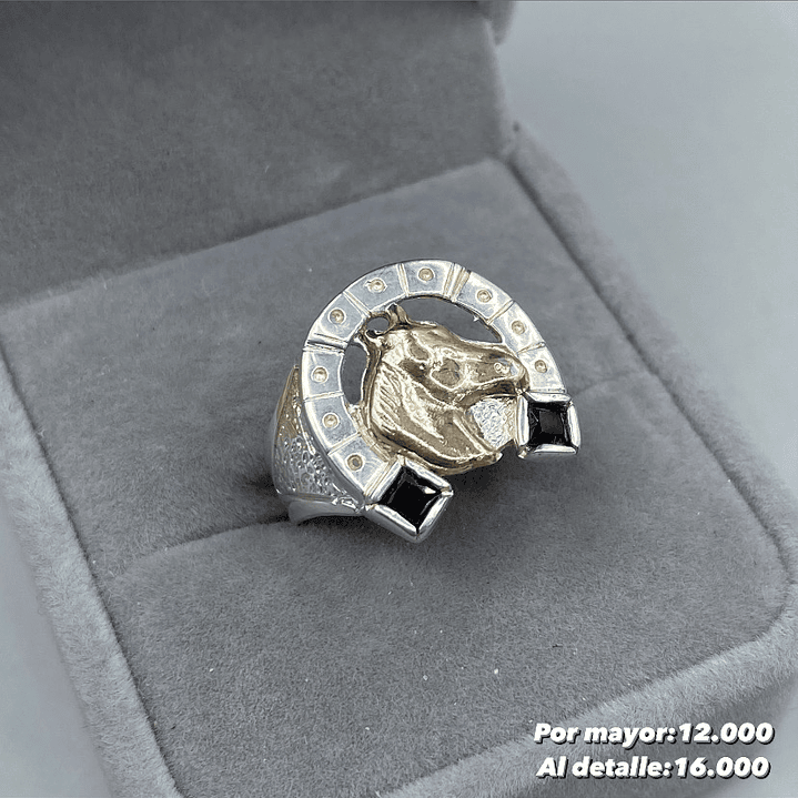 Anillo Herradura/Caballo, Plata con Oro 14k 1