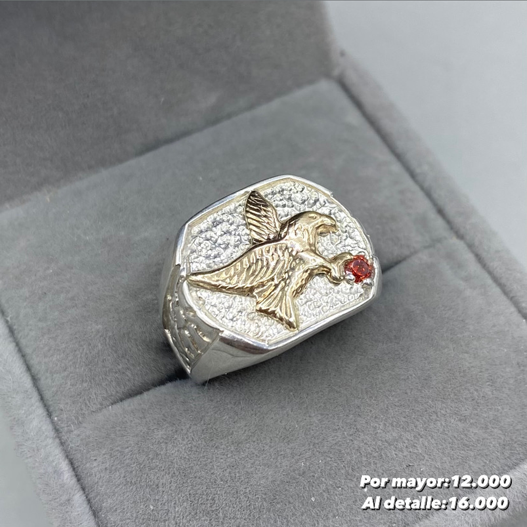 Anillo Águila, Plata con oro 14k 1