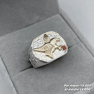 Anillo Águila, Plata con oro 14k