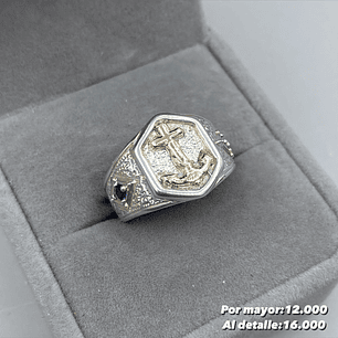 Anillo Ancla, Plata con Oro 14k
