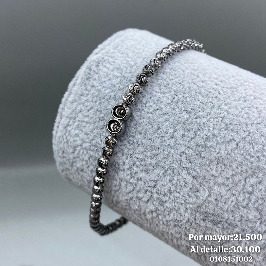 Pulsera Elasticada Diamantada con baño de Rutenia 1