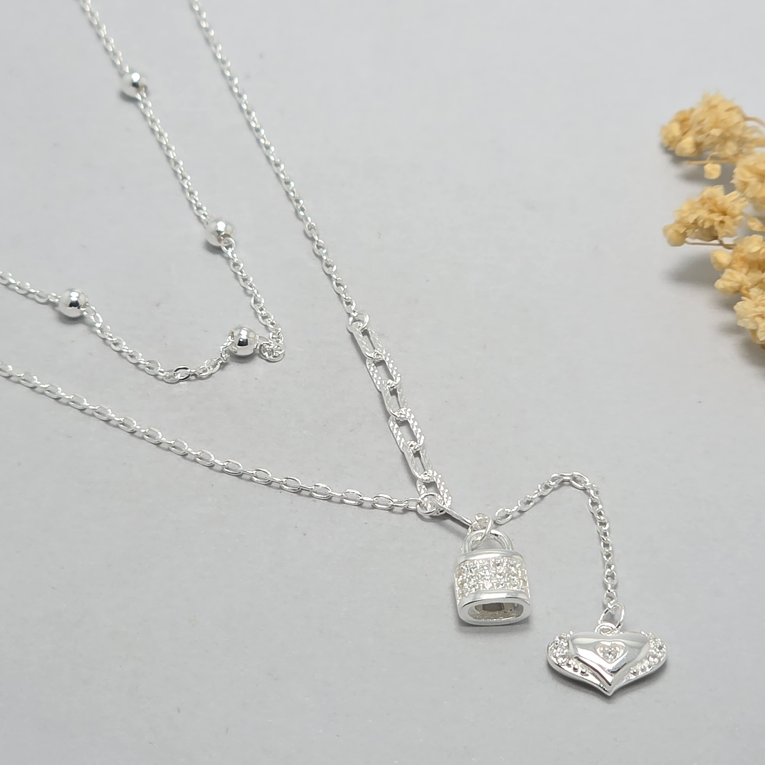 Collar Doble Corazón/Candado 1