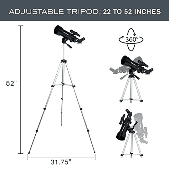 Telescopio Celestron 21035  de 70 mm Telescopio refractor portátil - Telescopio ideal para principiantes - Paquete de software de astronomía BONUS