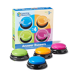 Learning Resources Answer Buzzers - Juego de 4, a partir de 3 años, zumbadores de colores surtidos, zumbadores de programas de juegos, perfectos para juegos familiares y noches de trivia