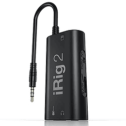 IK Multimedia iRig 2 Interfaz de audio portátil para guitarra, adaptador de audio liviano para teléfonos inteligentes y tabletas iPhone, iPad y Android, con entrada de instrumento y salidas de auricul