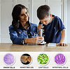 AmScope - FBA_M30-ABS-KT1-W AMSCOPE-Kids M30-ABS-KT1-W 120X-240X-300X-480X-600X-1200X Kit de microscopio biológico educativo para niños con brazo y base de metal de 48 piezas