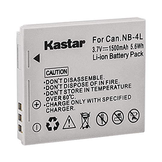 Batería Kastar (paquete de 3) y kit de cargador de repuesto para NB-4L, CB-2LV y PowerShot SD1000 SD1100IS SD1400IS SD200 SD30 SD300 SD400 SD430 SD600