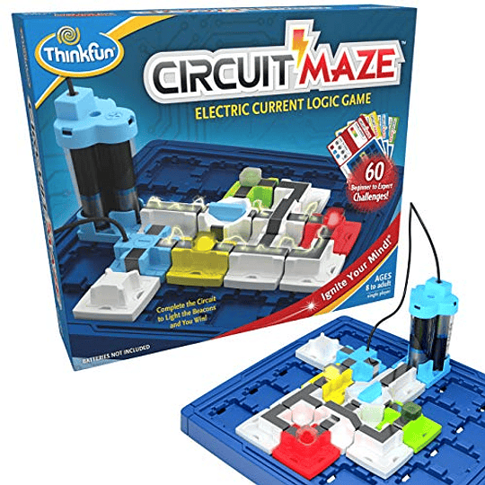 ThinkFun Circuit Maze Juego de cerebro de corriente eléctrica y juguete STEM para niños y niñas de 8 años en adelante - Finalista del juguete del año, enseña a los jugadores sobre los circuitos a trav