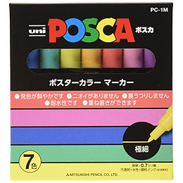 uni Posca Paint Marker Pen, punta extrafina, juego de 7 colores naturales (PC-1M 7C)