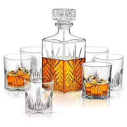 LUXU Vasos de whisky (juego de 4) - 11 oz esculpido de vidrio escocés,  vasos de estilo antiguo, vaso…Ver más LUXU Vasos de whisky (juego de 4) -  11 oz