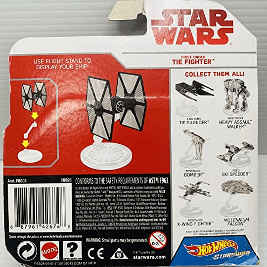 Hot Wheels Star Wars First Order TIE Fighter, vehículo