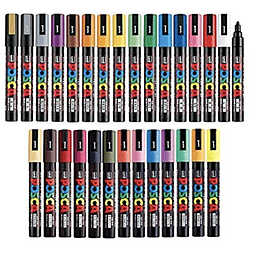 Uni Posca Paint Marker FULL RANGE Bundle Set, Mitsubishi Poster Color ALL COLOR Marking Pen Medium Point (PC-5M) 29 colores (22 estándar y 7 naturales) Importación de Japón