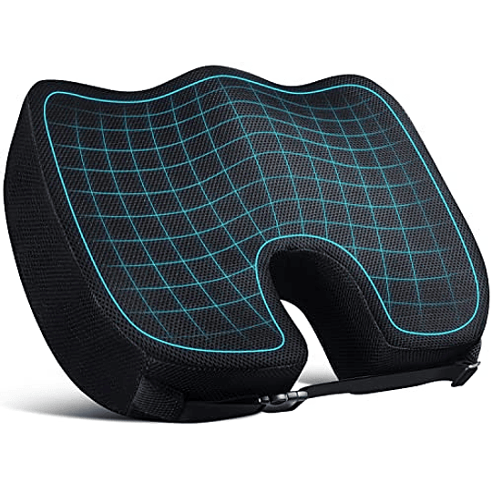 Cojín ortopédico del asiento y espalda y ; Almohada de cojines de soporte lumbar  para silla de oficina viscoelástica Cojín de asiento de coche