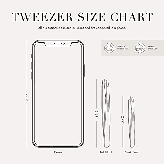 Tweezerman Mini Slant and Point Tip Tweezer - Juego de pinzas para cejas, vello facial, pelos encarnados