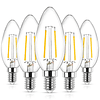 Ascher E12 LED Classic Candelabro Clear Light Bulb, 4W, equivalente a 40W, blanco cálido 2700K, filamento de vidrio transparente, no regulable, paquete de 5