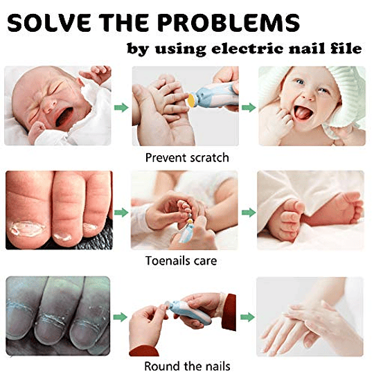  Lima de uñas para bebé, cortaúñas para bebés, niños pequeños o  adultos, lima de uñas eléctrica con luz LED, esmalte de cuidado de uñas de  los dedos de los pies. Funciona