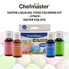 Chefmaster - Kit para colorear alimentos en gel liqua de Pascua - Tinte de huevo de Pascua - Paquete de 4 botellas de 2.8 oz - Colores vibrantes de Pascua, fácil de usar y limpiar, los colores no se d