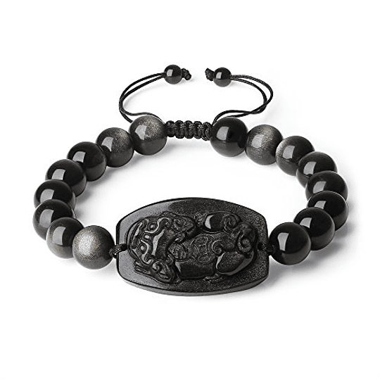 COAI Pixiu Pi Yao Pulsera de piedra de obsidiana dorada para hombre