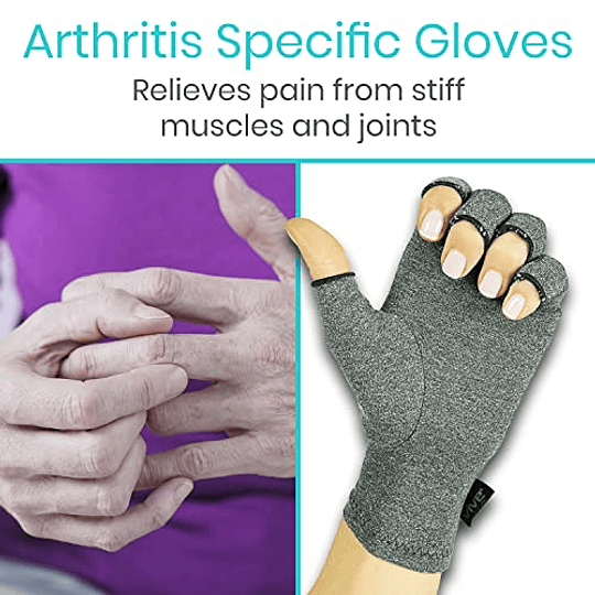 Vive Arthritis Guantes - Hombres, Mujeres Guante de mano de compresión reumatoide para la osteoartritis - Alivio del dolor en las articulaciones artríticas - Soporte de muñeca del túnel carpiano - Ded