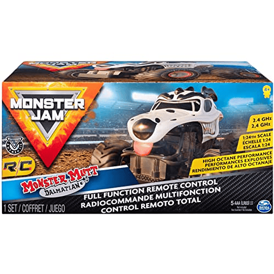 Monster Jam, camión monstruo de control remoto oficial Monster Mutt Dalmatian, escala 1:24, 2,4 GHz, para edades de 4 y más