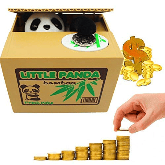 Diniiko Caja de Ahorro de Travesuras, Adorable Lindo Oculto Panda Moneda Robando Dinero Alcancía Centavos Penny Gran Navidad/Cumpleaños Juguete Regalo Niños (Panda)