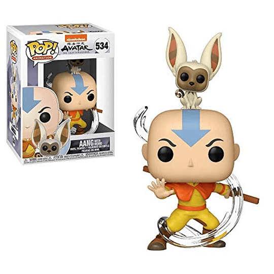 ¡FUNKO POP! Animación: Avatar - Aang con Momo, multicolor, estándar