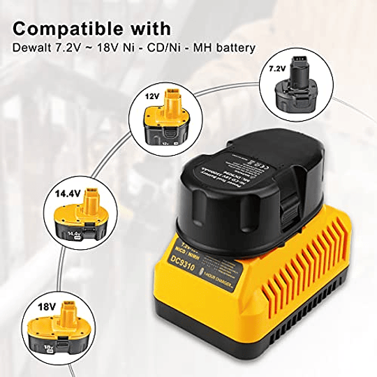 Cargador de batería rápido Energup DC9310 para batería Dewalt 7,2 V-18 V XRP NI-CD NI-MH DC9096 DC9098 DC9099 DC9091 DC9071 DE9057 DW9096 DW9094 DW9072