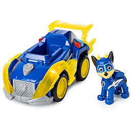 Paw Patrol, Mighty Pups Super Paws Chase's Deluxe Vehicle con luces y sonidos