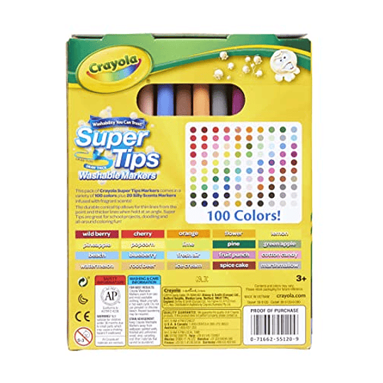 Juego de rotuladores Crayola Super Tips a granel (120 unidades), rotuladores  lavables y perfumados para niños, regalos para niños