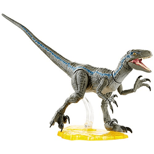 Figura de acción coleccionable de Jurassic World Velociraptor Blue de 6 pulgadas con detalles auténticos de la película, articulaciones móviles y soporte para exhibición de figuras; para mayores de 4 
